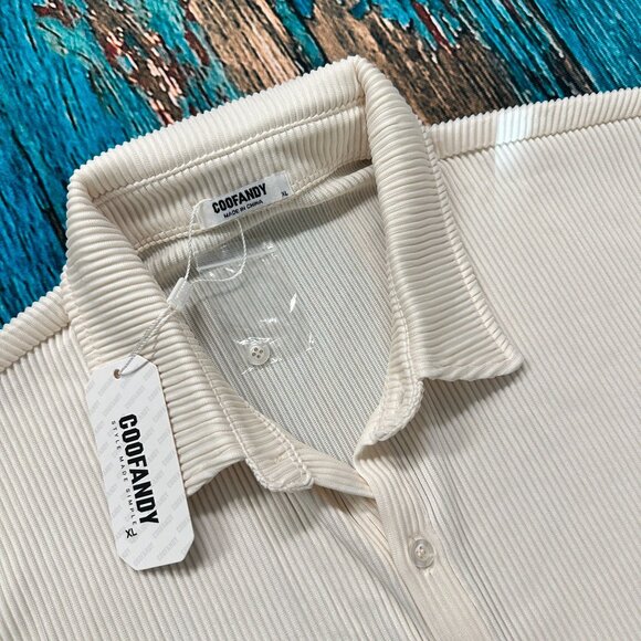 NWT Coofandy Mens 2 Piece Short Sleeve Button Down Shirt & Loose Pants Set XL - Picture 6 of 12